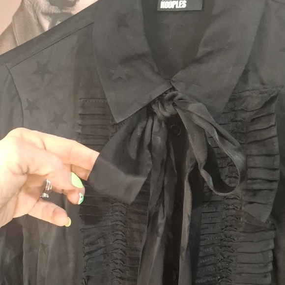 Kooples Black Star Ruffled Unique Blouse - Picture 7 of 12